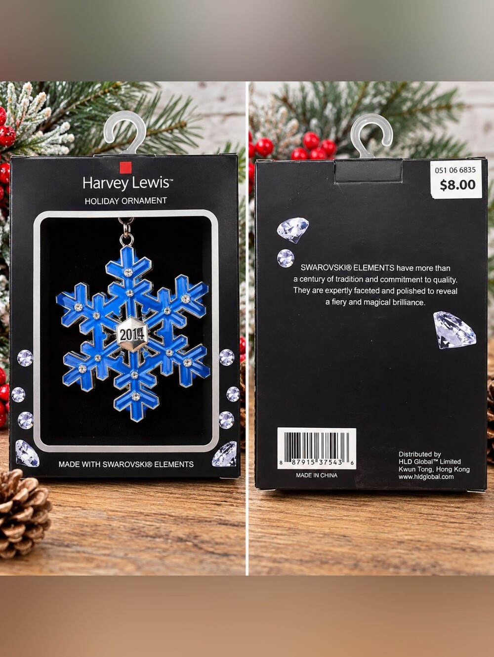 Blue Snowflake Holiday Ornament with Swarovski Elements